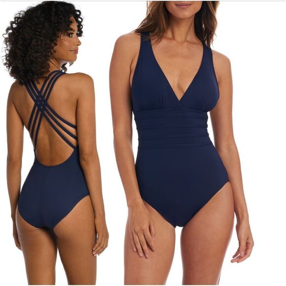 La Blanca Women's Island Goddess One Piece Swimsuit - Cross-Back, Tummy Control